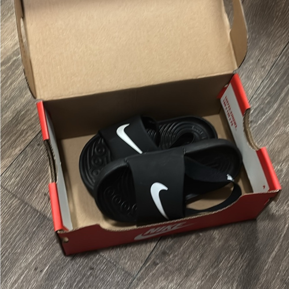 Nike Kids Black and White Slide Sandals